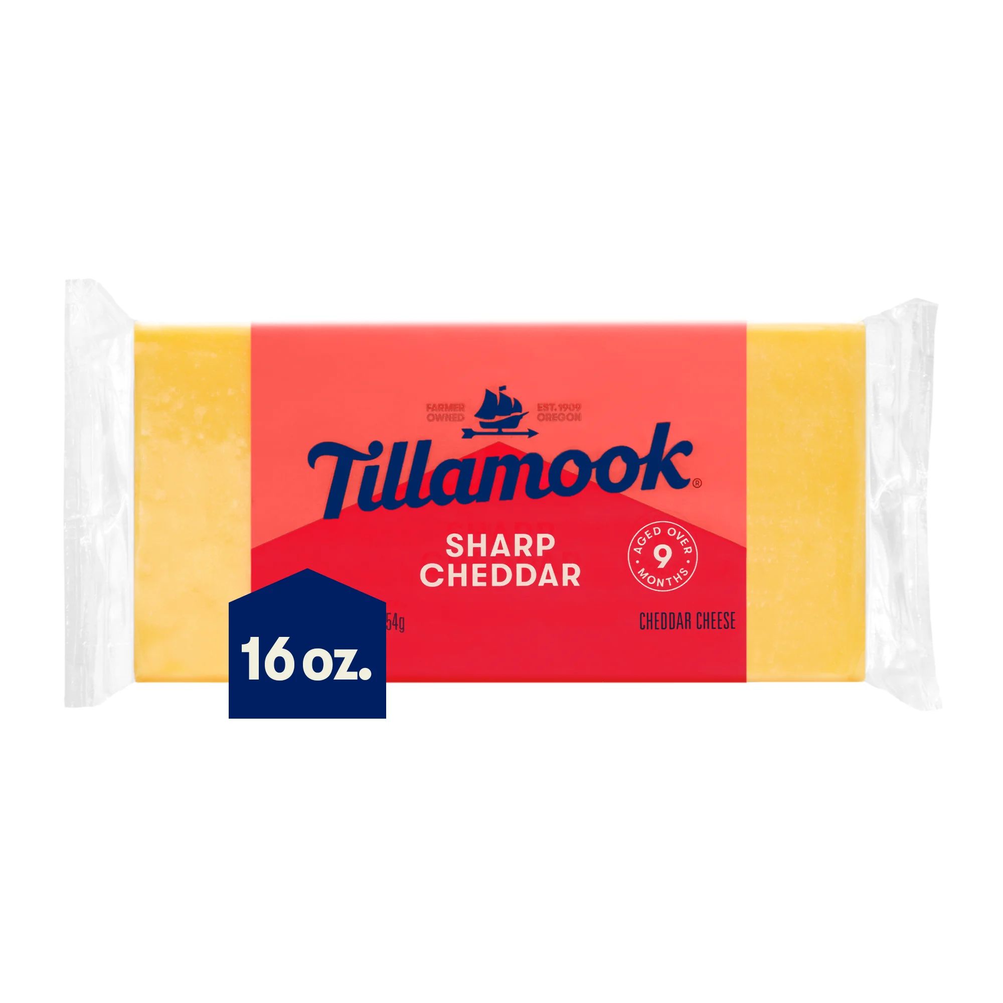 Tillamook Sharp Whole Cheddar Cheese Block, 1 lb (Aged 9 Months) | Walmart (US)