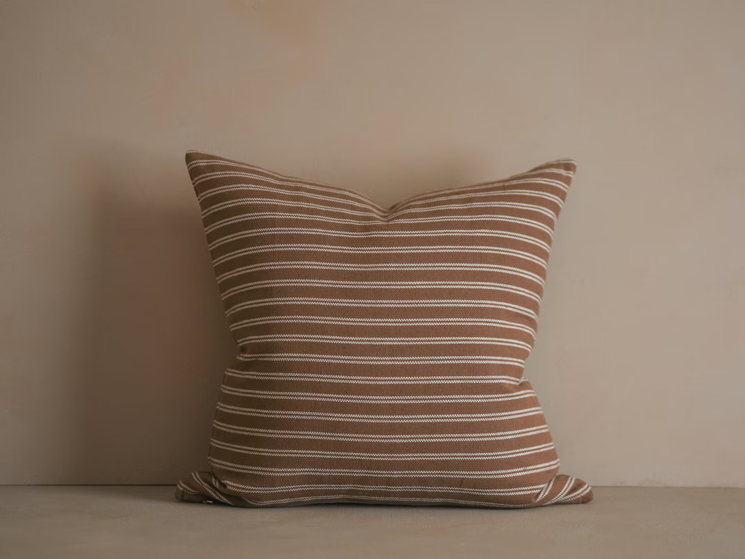 Nemo Woven Cotton Pillow Rust and White Striped Soft Textile - Etsy | Etsy (US)
