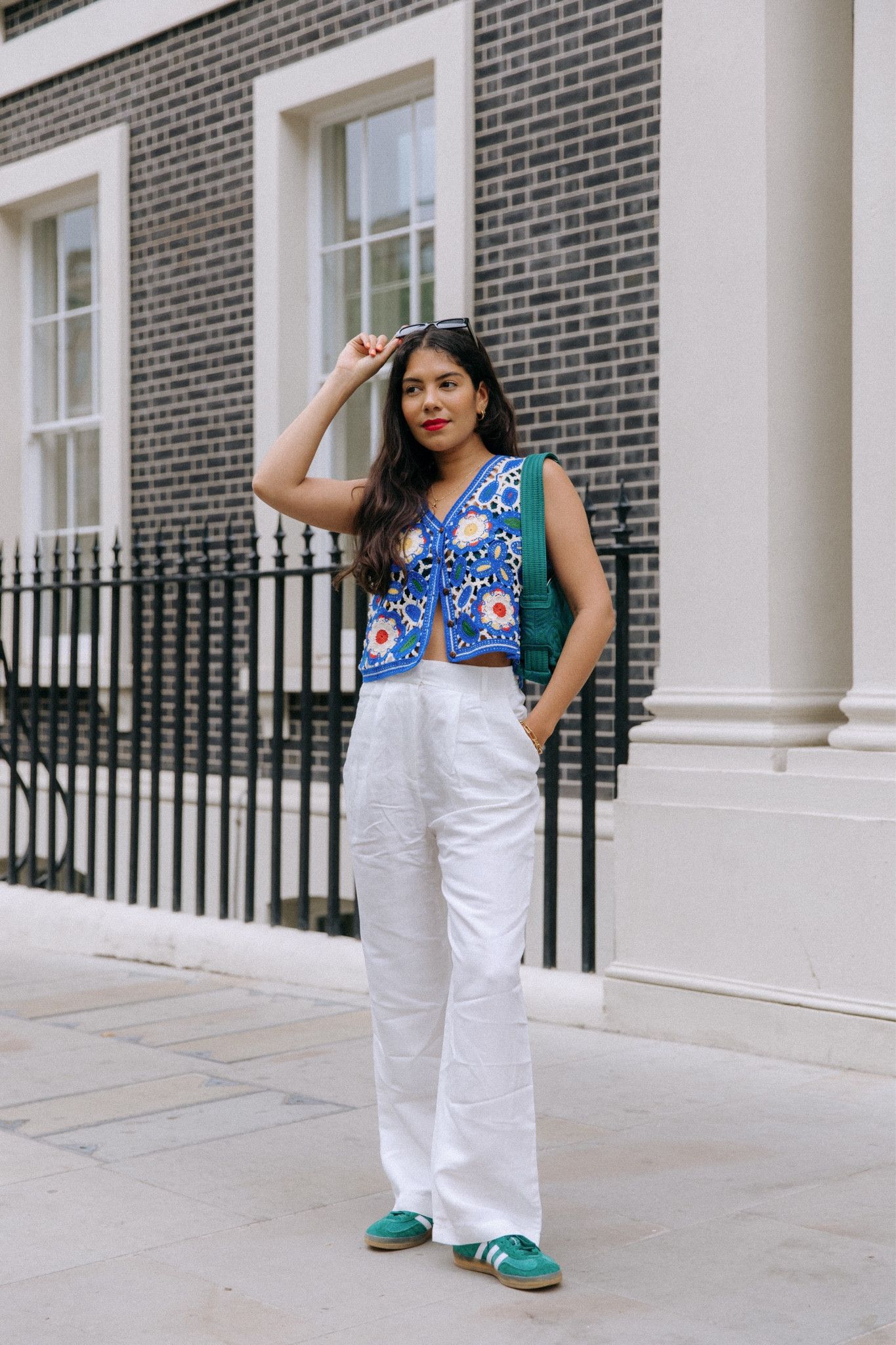 Vintage crochet waistcoat, white trousers, Adidas samba green, sustainable outfit, summer outfit, crochet, colourful fits, linen trousers, comfy trousers, eBay, second hand clothing, thrifting 

#LTKstyletip #LTKeurope #LTKSeasonal