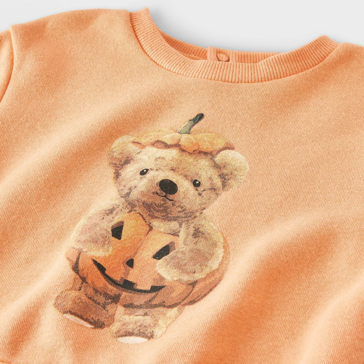 Baby 2pc Teddy Bear Halloween Pumpkin Pullover & Checkered Bottom Set - Orange | Target