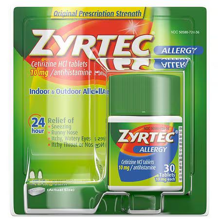 Zyrtec Allergy 24 Hour 10mg Tablets - 30 ea | Walgreens