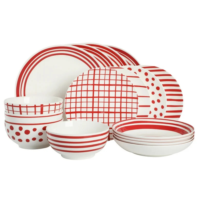 Gap Home New Red 16-Piece Fine Ceramic Dinnerware Set | Walmart (US)