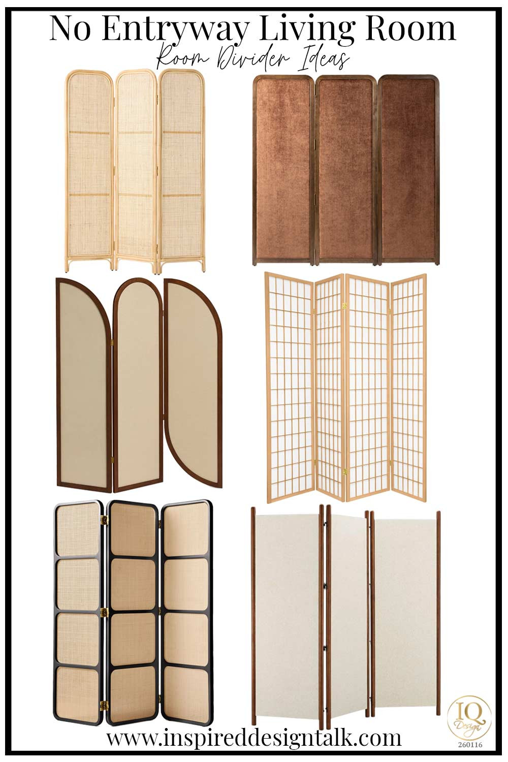 No Entryway Living Room – Room Divider Ideas

For open layouts that feel undefined, foldable room dividers are an easy, renter-friendly solution. These room divider ideas add structure near the front door without permanent construction. Woven rattan, cane, wood frame, or fabric panels allow light to pass through while creating visual separation between the entry and living space. Use them when you need flexibility or want to soften an awkward layout with architectural interest. Choose materials and tones that match your living room design so the divider enhances your style instead of competing with it. 

 #LTKSeasonal #LTKOver40 #LTKHome