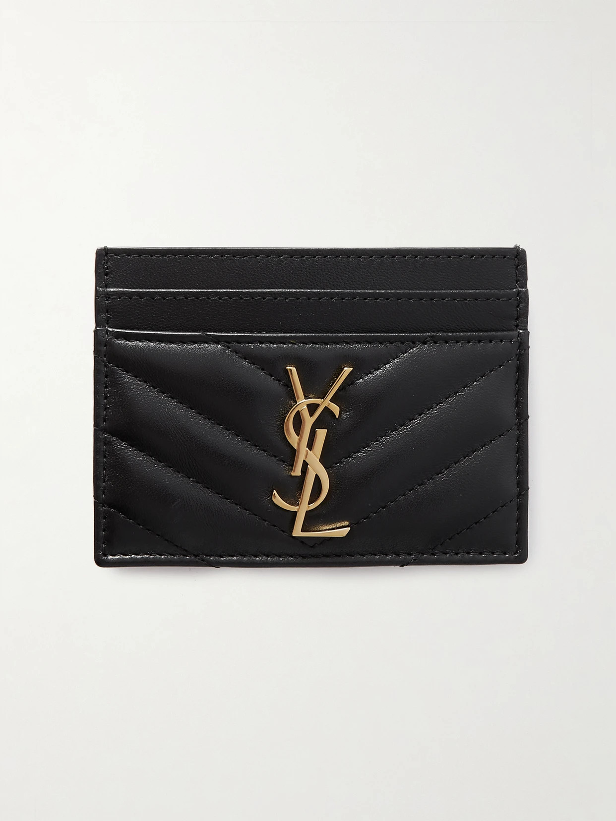 SAINT LAURENT - Cassandre Matelassé Leather Cardholder - Black | NET-A-PORTER (US)