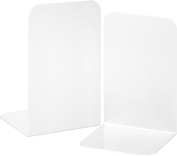 VFINE Bookends 1 Pair, White Metal Book Ends, Bookends for Shelves, Book Stopper for Heavy Books,... | Amazon (US)