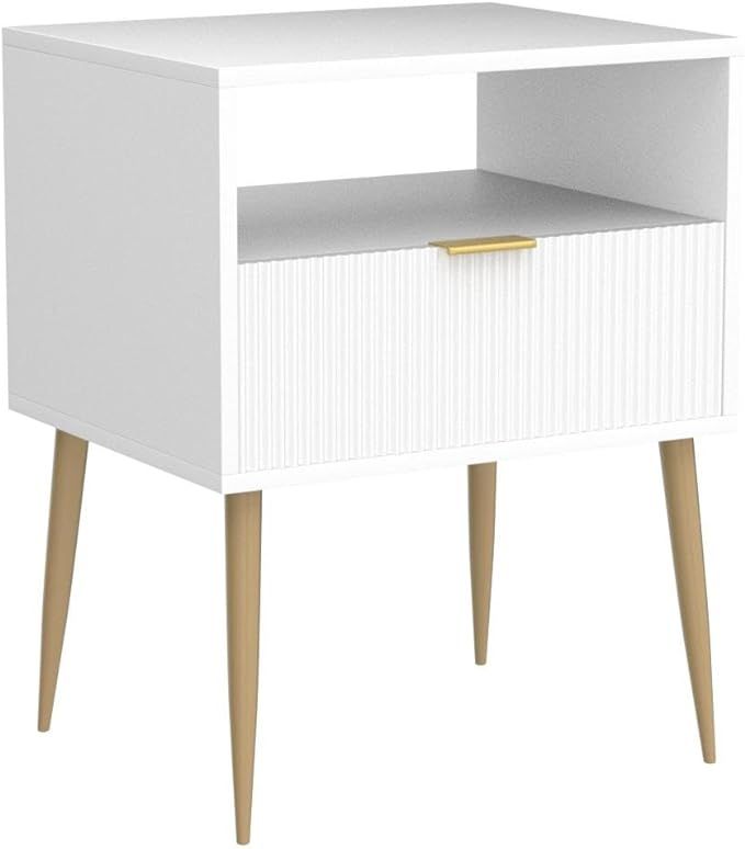 Nathan James James Mid-Century Accent Side or End Table with Storage, Wood Frame, Set of 2, White... | Amazon (US)