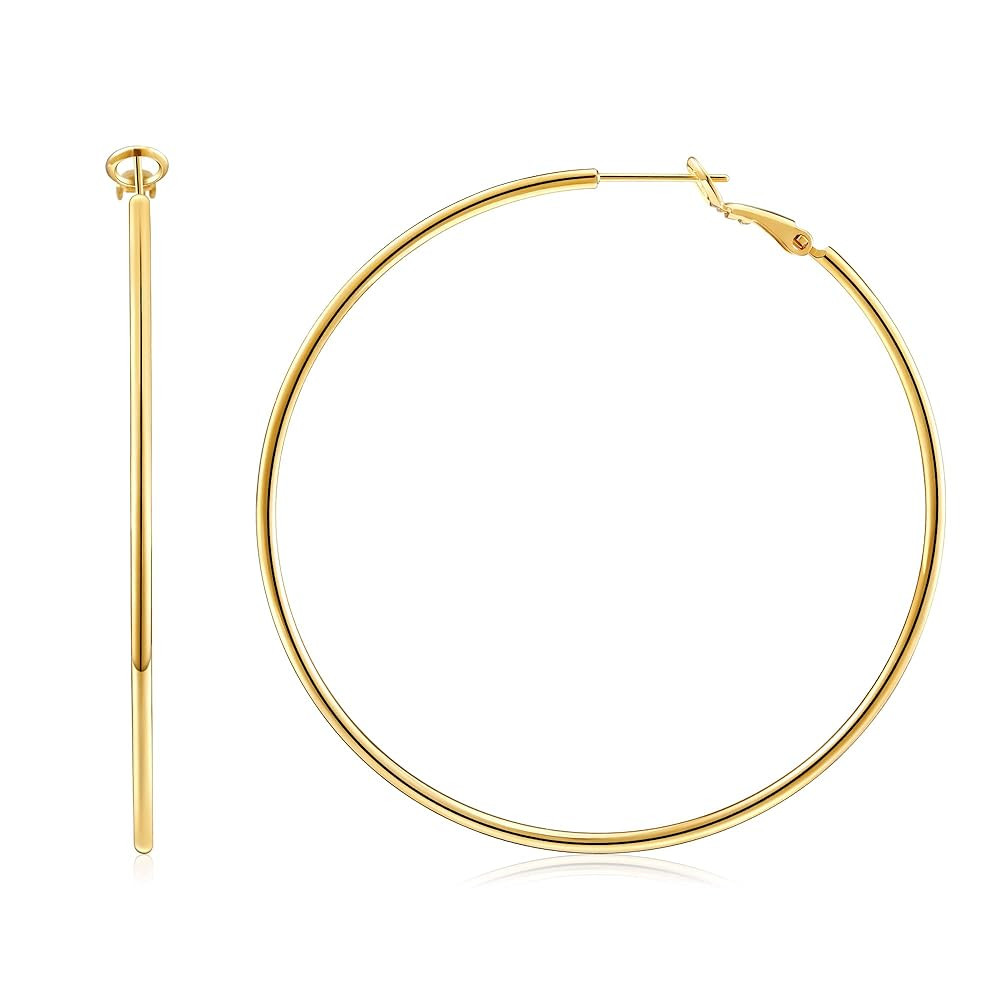 Gacimy Gold Hoop Earrings for Women 14K Gold Plated, 925 Sterling Silver Post hoops for Women | Amazon (US)