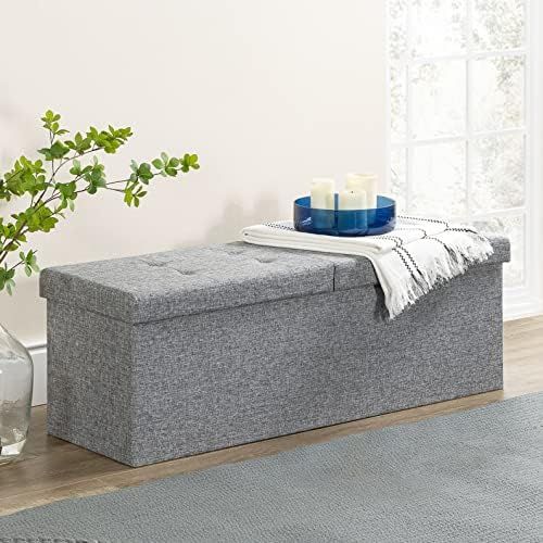 Otto & Ben 45" Storage Ottoman with SMART LIFT Top, Upholstered Tufted Bench, Foot Rest, Light Gr... | Amazon (US)