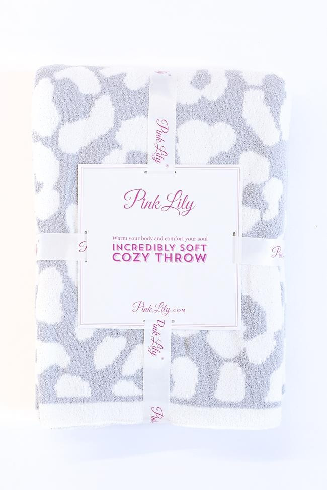 Keep You Warm Blanket Light Grey Animal Print | The Pink Lily Boutique