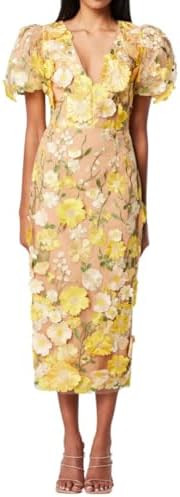 Women's 3D Floral Embroidery Dress Ruffle Sleeve Fishtail Lace Bodycon Party Cocktail Mini Dress | Amazon (US)