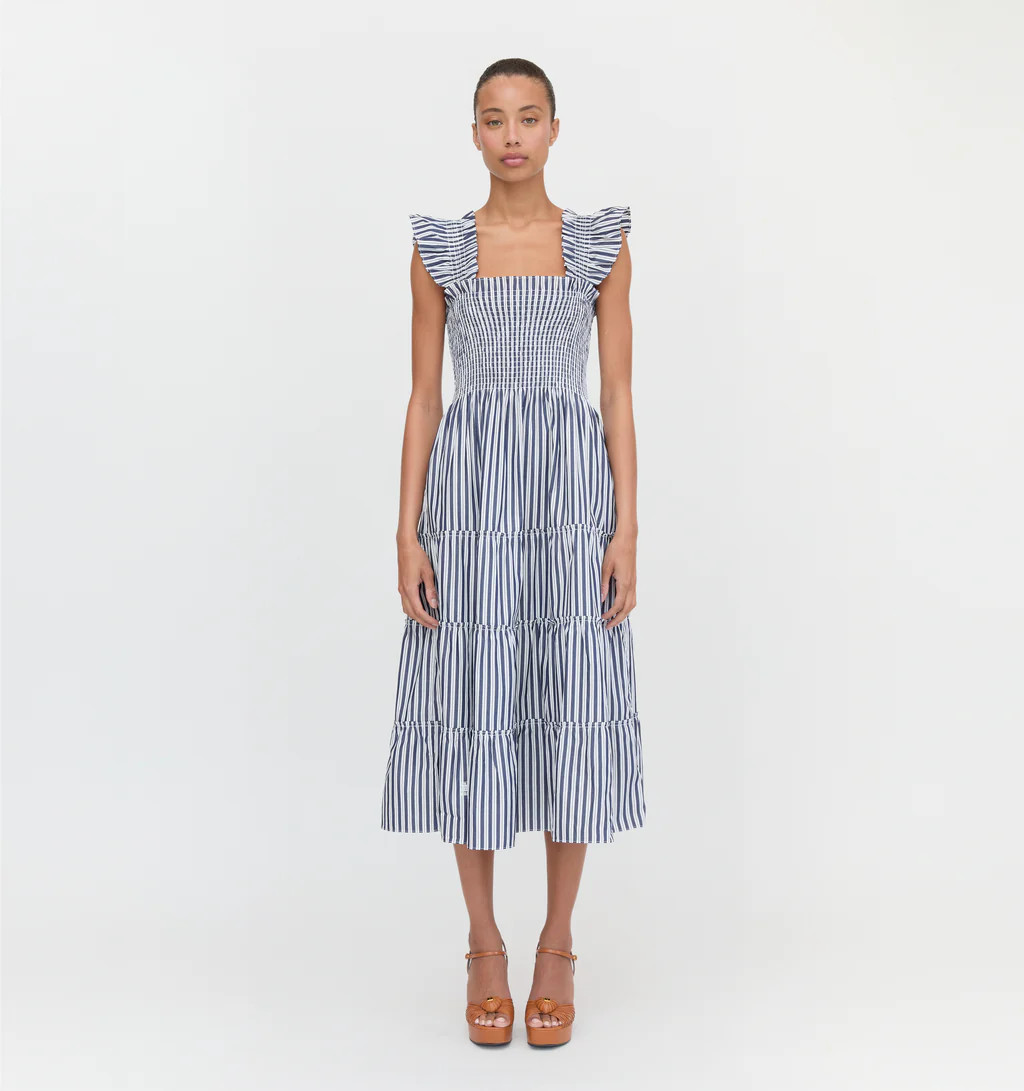 The Ellie Nap Dress - Navy Stripe | Hill House Home US