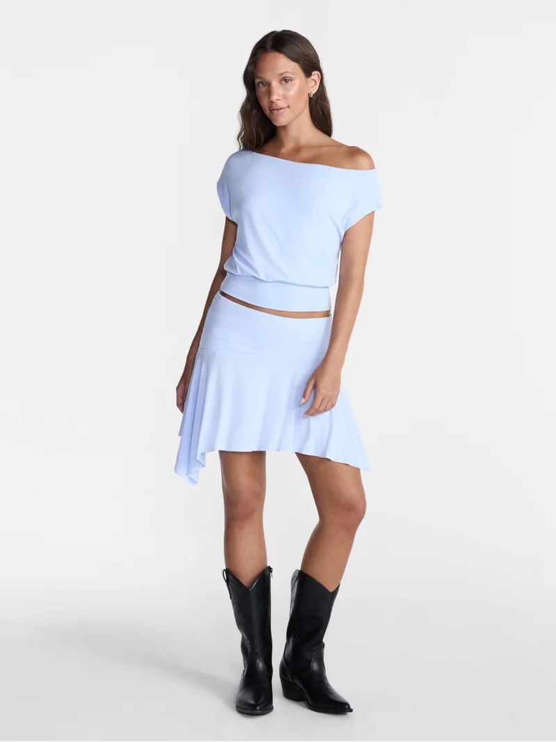 No Boundaries Asymmetrical Top with Banded Bottom, Women's XXS-XXL | Walmart (US)