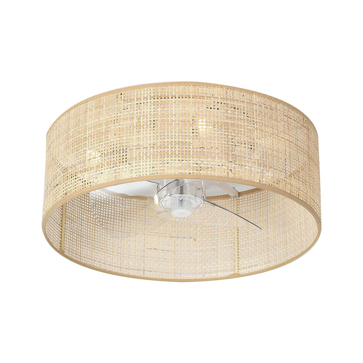 Bamboo Small DC Ceiling Fan with Light Fixture and Remote Control,Boho Enclosed Wicker Caged Flus... | Amazon (US)