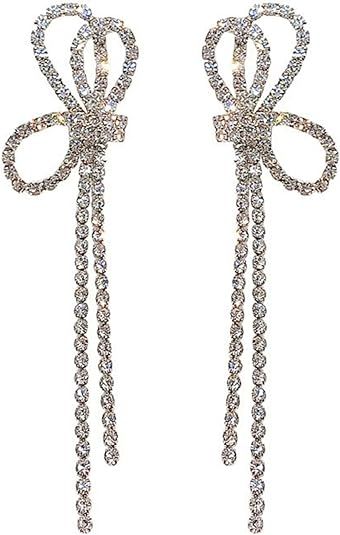 Long Tassel Rhinestone Earrings for Women Girls Fashion Dainty Sparkly Fringe Lightweight Crystal... | Amazon (US)