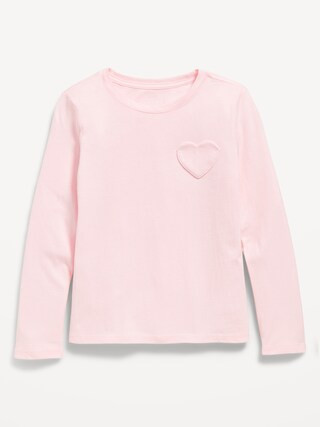 Softest Long-Sleeve Heart-Pocket T-Shirt for Girls | Old Navy (US)