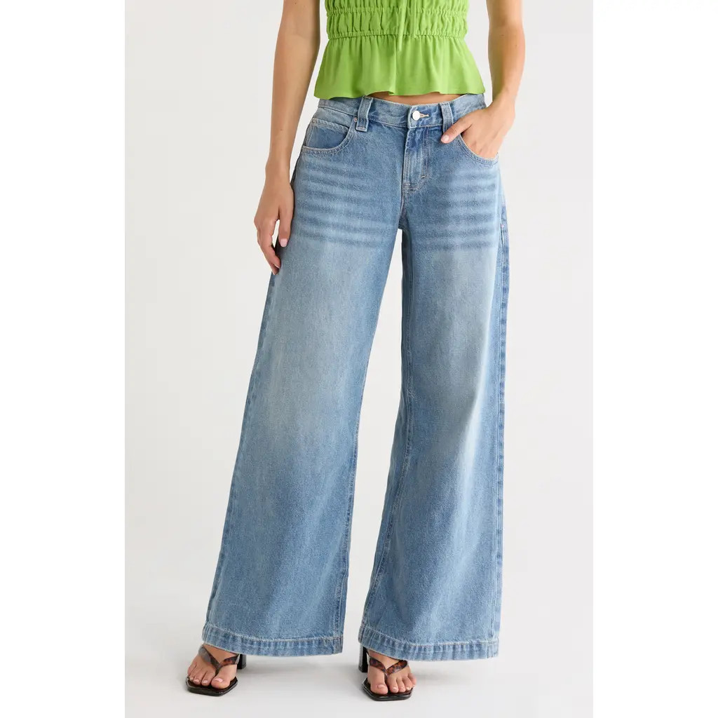 PacSun Sloane Ultra Baggy Wide Leg Jeans in Medium Indigo at Nordstrom, Size 23 | Nordstrom