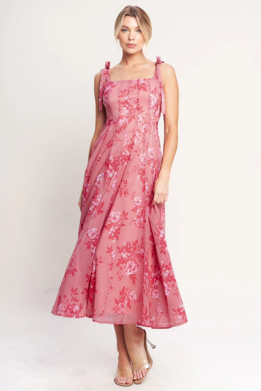 ROMANTIC CANOPY PINK MIDI DRESS | Lady Black Tie
