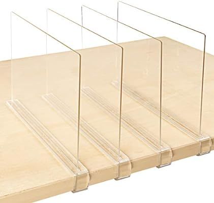 Mebbay 4 Pack Clear Acrylic Shelf Dividers for Closet, Wood Closets Shelf Separator and Organizer... | Amazon (US)