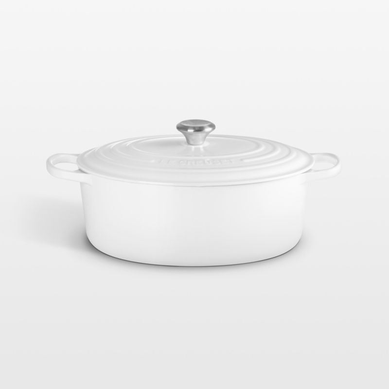 Le Creuset Signature 8-Qt. White Enameled Cast Iron Oval Dutch Oven + Reviews | Crate & Barrel | Crate & Barrel
