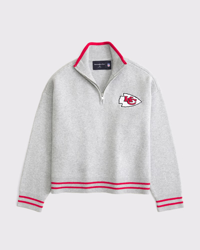 Abercrombie & Fitch Women's Kansas City Chiefs LuxeLoft Half-Zip in Light Gray - Chiefs - Size XXS | Abercrombie & Fitch (US)