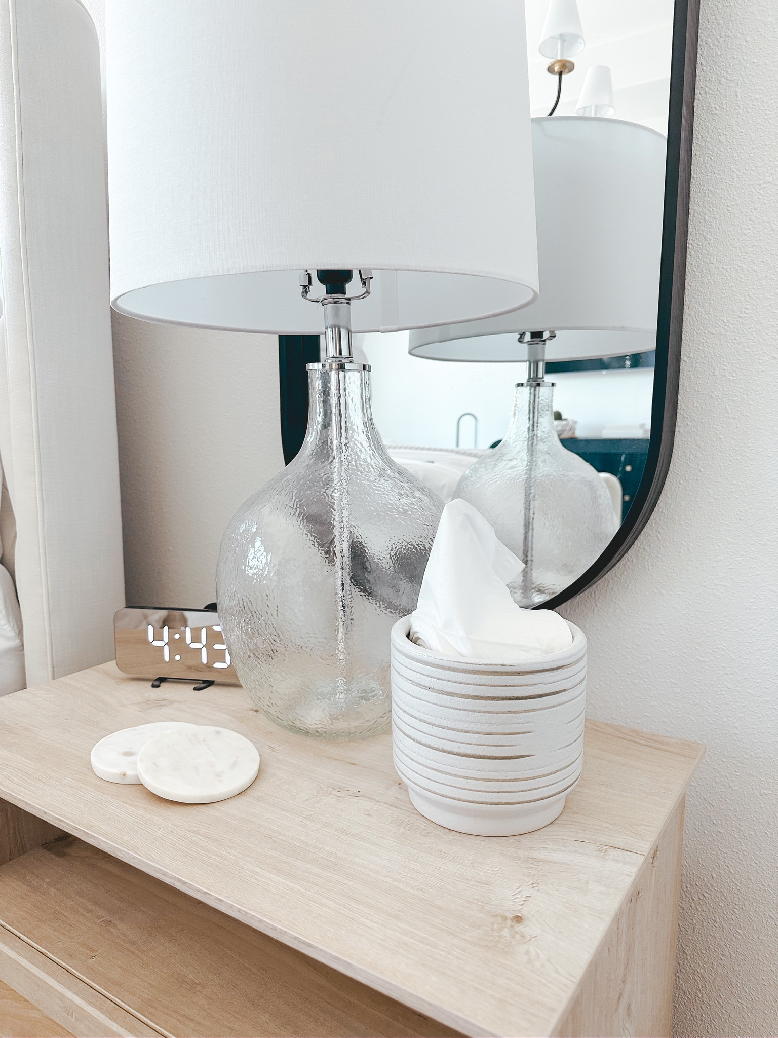 My nightstand details! So happy with the combination of the mirror and lamp.

#LTKunder100 #LTKhome #LTKFind