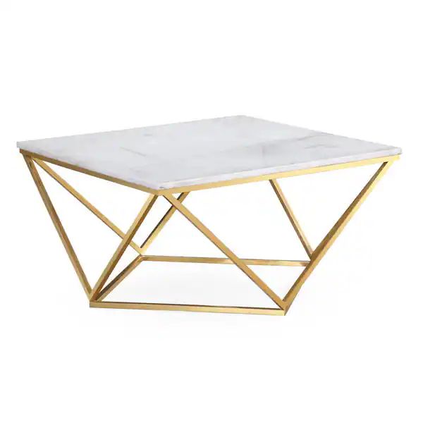 Leopold White Marble Cocktail Table - On Sale - Overstock - 12677094 | Bed Bath & Beyond