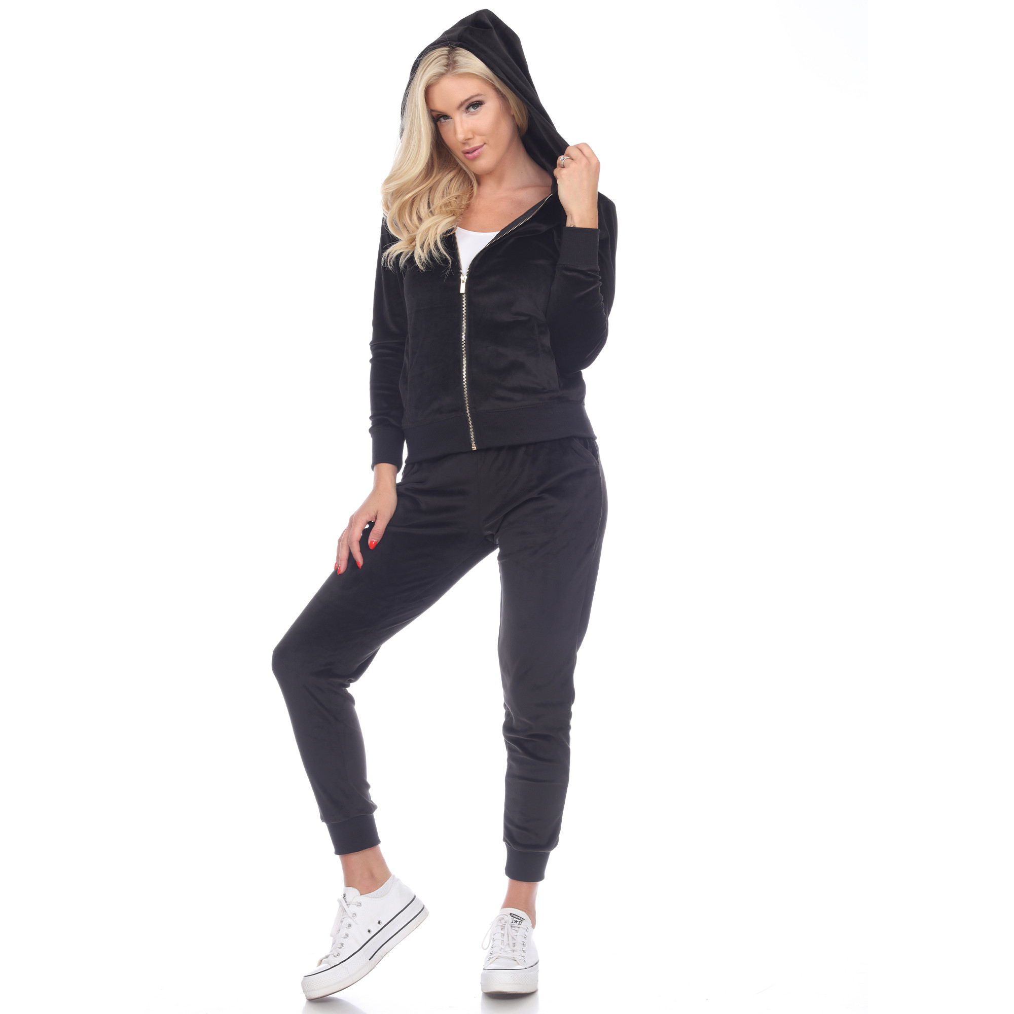 White Mark Women's Plus Size 2 Piece Velour Tracksuit Set | Walmart (US)