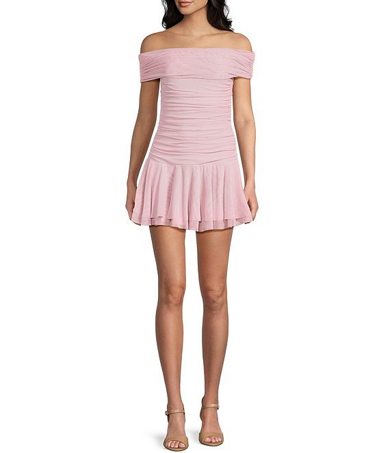 Silverlake Off-The-Shoulder Drop Waist Mini Dress | Dillard's