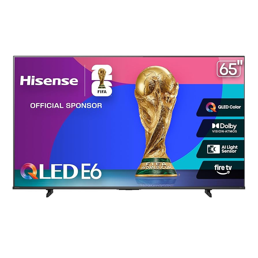 Hisense 65" E6 Cinema Series QLED 4K UHD Smart Fire TV (65E6QF, 2025 Model) - QLED, AI Light Sens... | Amazon (US)