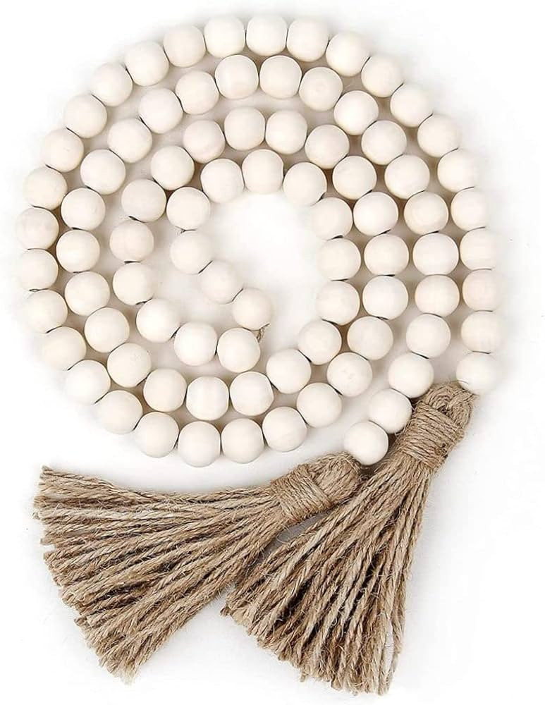 Wood Bead Garland, 60inch Natural Wood, Jute, Round, 1 Pack, Decorative Home Accessories, Rustic ... | Amazon (UK)