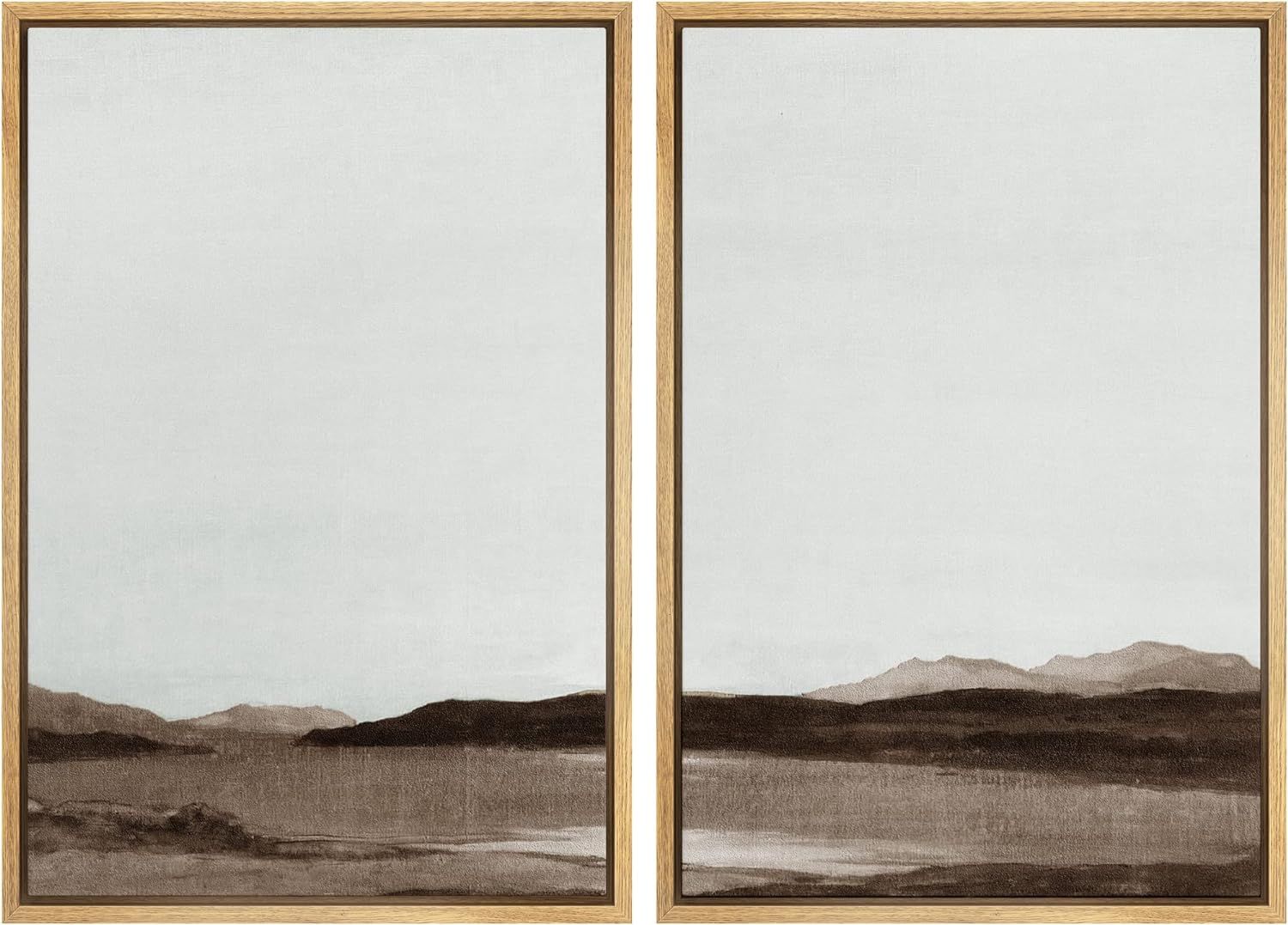 SIGNWIN Framed Canvas Print Wall Art Set Brown Minimalist Desert Mountains Nature Wilderness Illu... | Amazon (US)