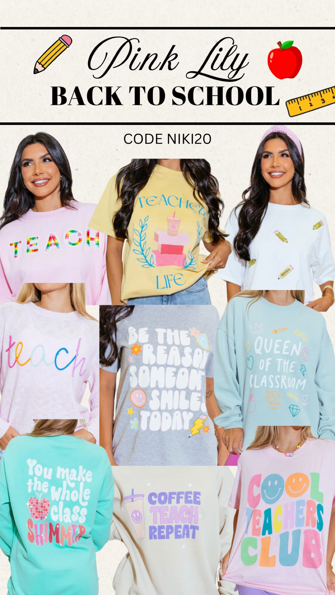 Back to school Pink Lily Teacher Collection 
CODE NIKI20

#LTKFindsUnder100 #LTKBacktoSchool #LTKStyleTip