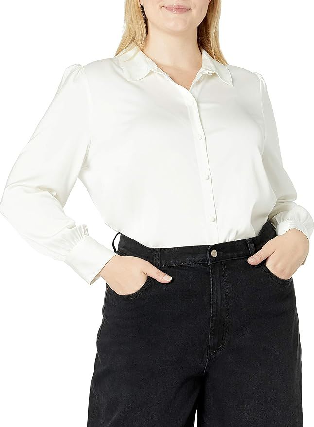 The Drop Women's @Lucyswhims Long-Sleeve Button-Down Stretch Satin Shirt | Amazon (US)