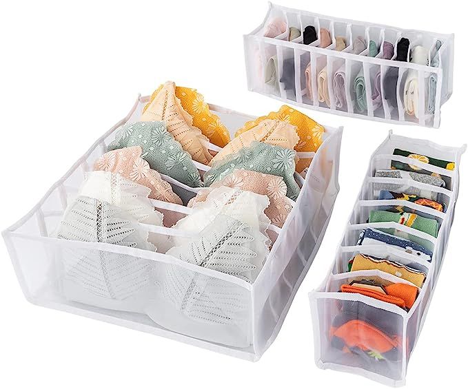 CLEACE Underwear Drawer Organizer Set, Foldable Sock Bra Underpants Organizer Drawer Divider, Was... | Amazon (US)