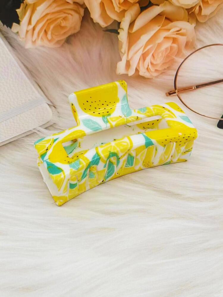 1pc Women Lemon Pattern Rectangle Fashionable Hair Claw For Hair Decoration
       
             ... | SHEIN