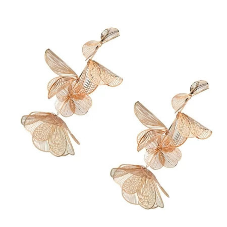Segolike Flower Dangle Earrings Floral Tassel Earrings for Women Romantic Pendant Retro Style Dangle Drop Earrings for Club Engagement Gold | Walmart (US)