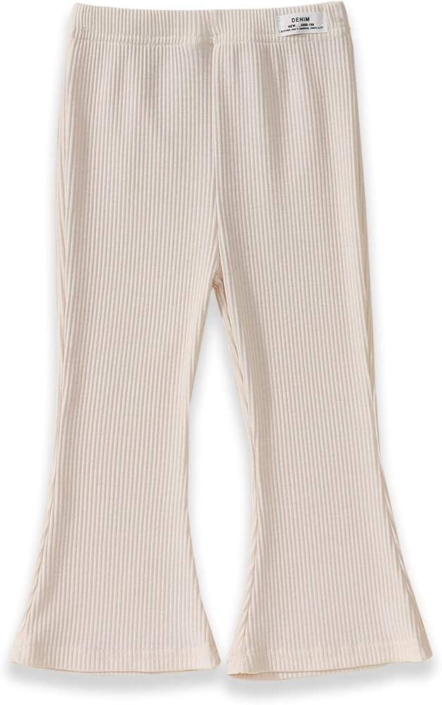 IZYJOY Kids Baby Girl Ribbed Knit Bell Bottoms Solid Color Flared Pants Toddler Elastic Waist Ruf... | Amazon (US)