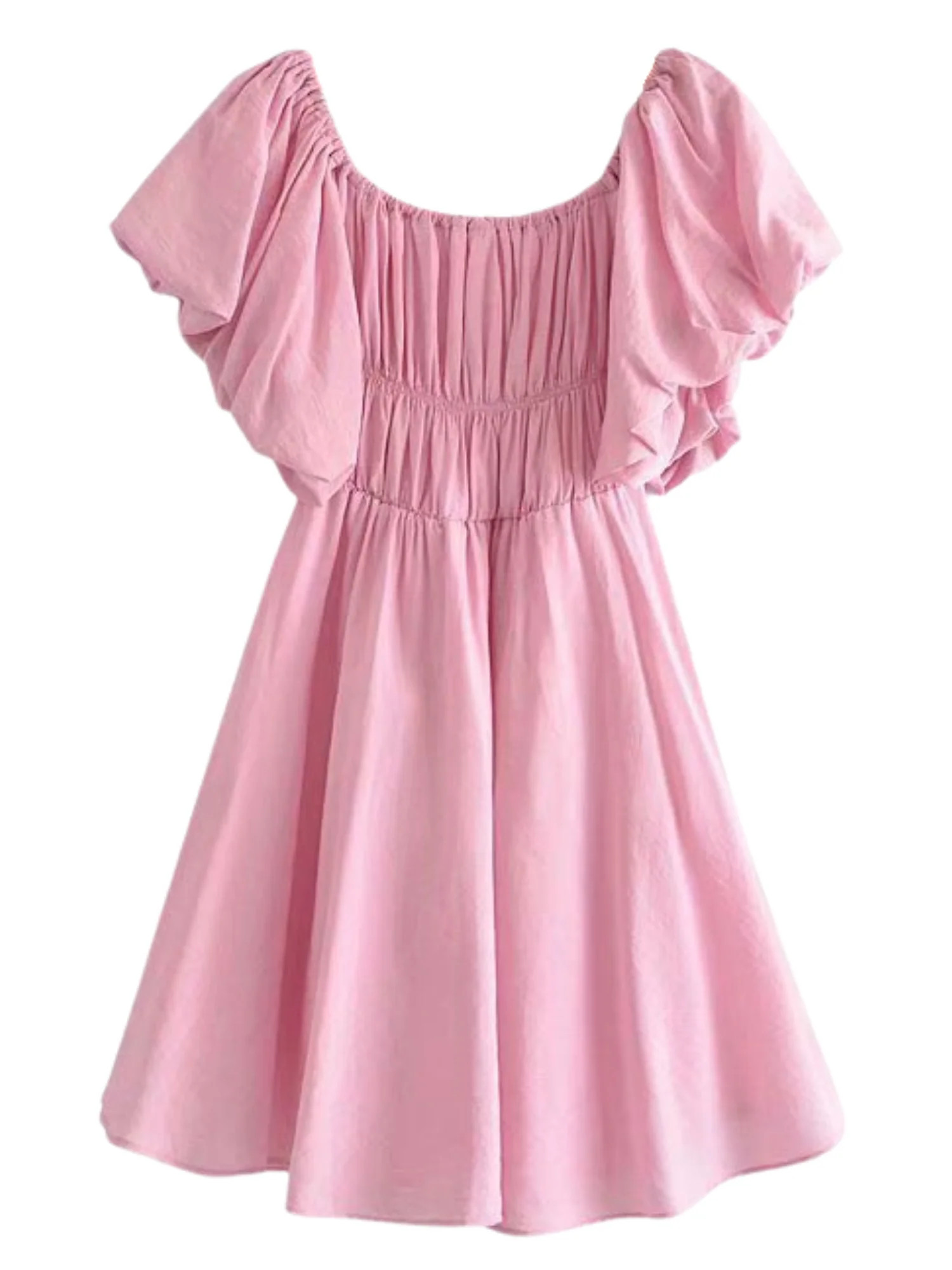 'Laudina' Puff Sleeves Ruched Mini Dress | Goodnight Macaroon