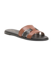 Leather Flynn Slotted Comfort Slide Sandals | Marshalls