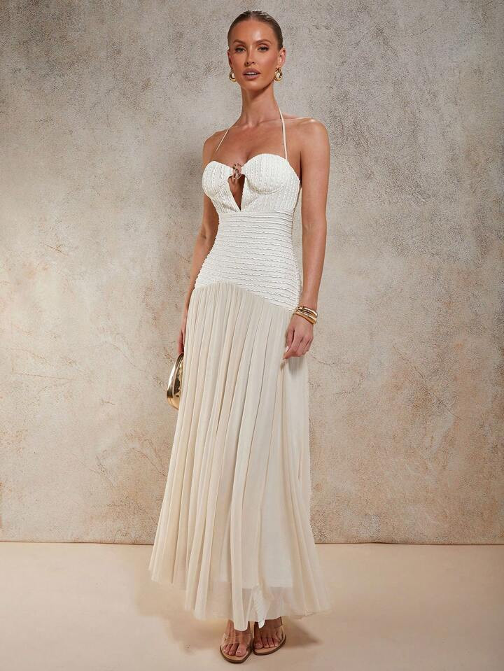 COSMINA Women's Solid Color Ruffle Hem Sexy Halter Dress,Summer Dresses For Women | SHEIN