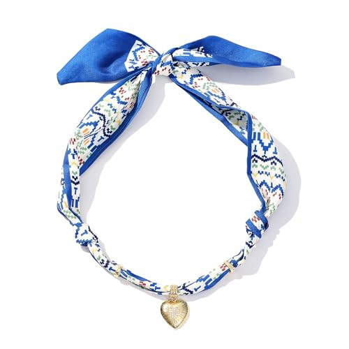 Amazon.com: Pychee Scarf Necklace for Women Bandana Necklace with Gold Plated Pendant Heart, Fash... | Amazon (US)