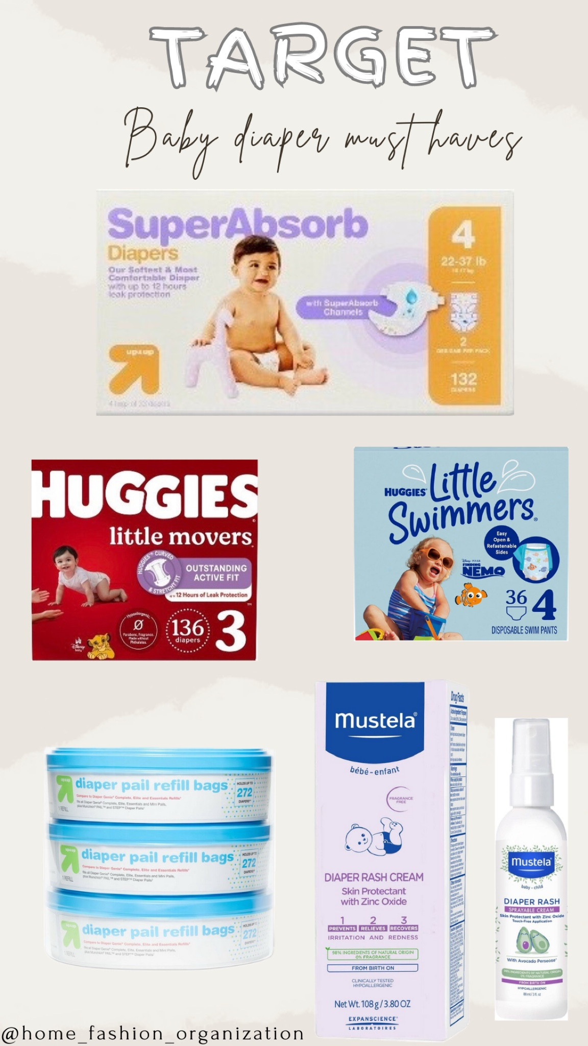 Target baby diaper must haves - up and up diaper - Huggies diaper - swimming diaper - diaper pail refill - mustela diaper rash cream - diaper rash spray 

#LTKBaby #LTKFindsUnder100 #LTKKids