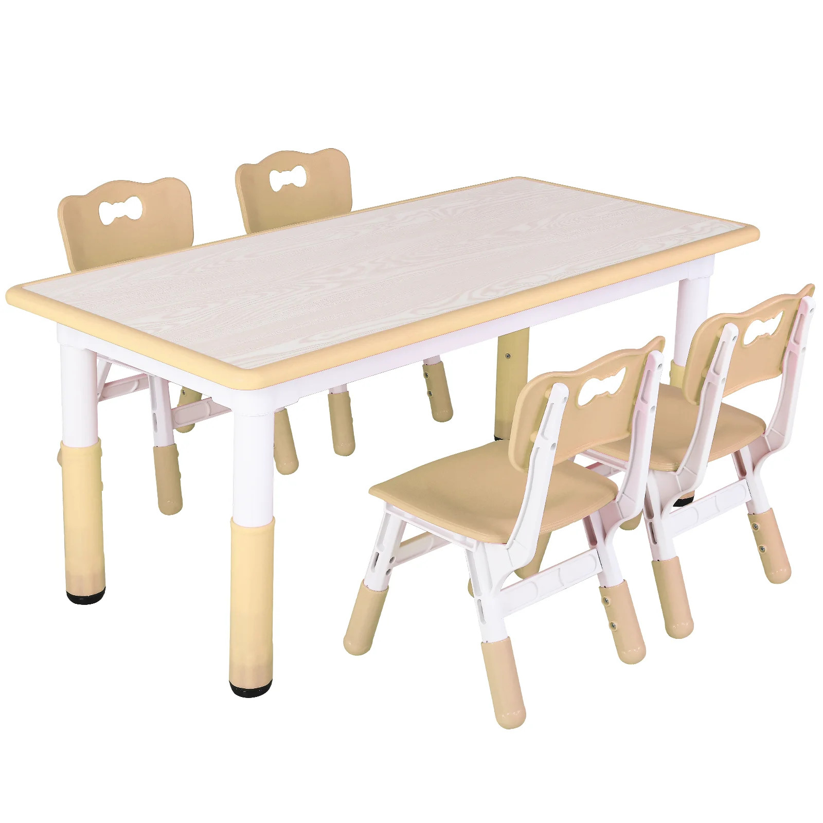 LAZY BUDDY Sturdy Kids Table and 4 Chairs Set, Height Adjustable Children Multi-Activity Desk Pla... | Walmart (US)