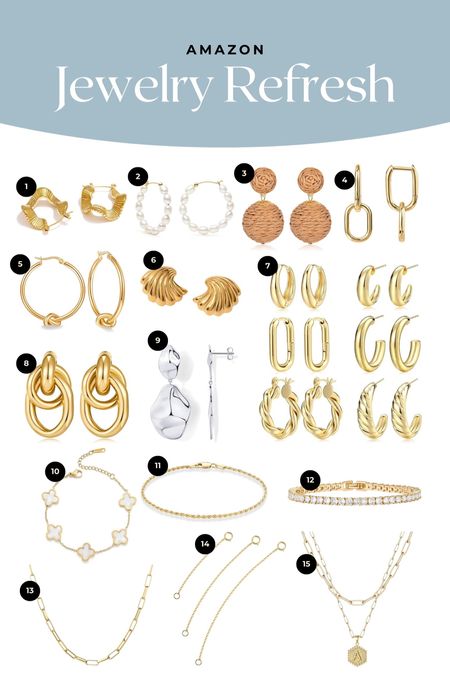Amazon jewelry refresh, sharing my recent new picks and purchases for every day jewelry including earrings, bracelets, and necklaces. 

#LTKstyletip #LTKmidsize #LTKworkwear