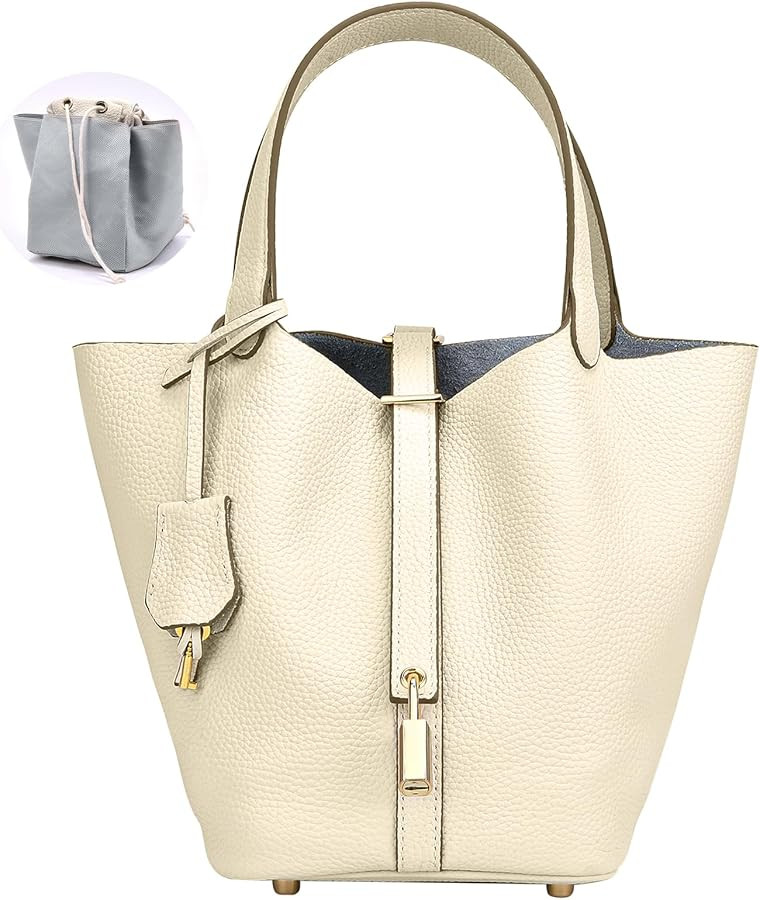 Designer Leather Bucket Bags for Women: Trendy Genuine Leather Tote Purses - Luxury Satchel Top-H... | Amazon (US)