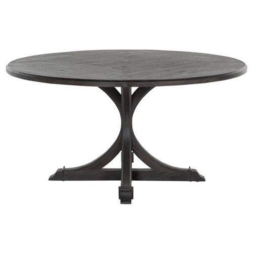 Gabby Adams Rustic Black Wood Patterned Top Round Dining Table - 60"W | Kathy Kuo Home
