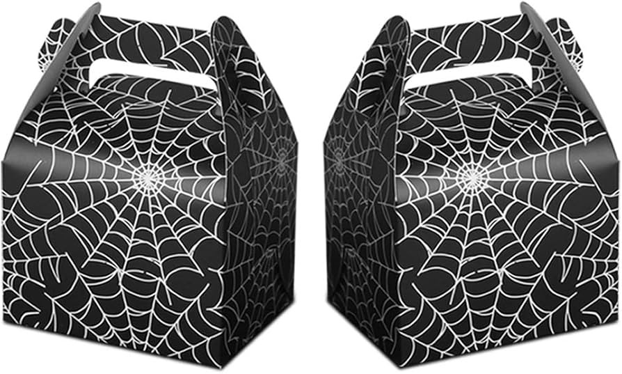 24pcs Halloween Favor Boxes Paper Black Spider Web Gift Bags Halloween Treat Boxes for Halloween ... | Amazon (US)