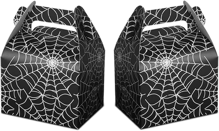 24pcs Halloween Favor Boxes Paper Black Spider Web Gift Bags Halloween Treat Boxes for Halloween ... | Amazon (US)