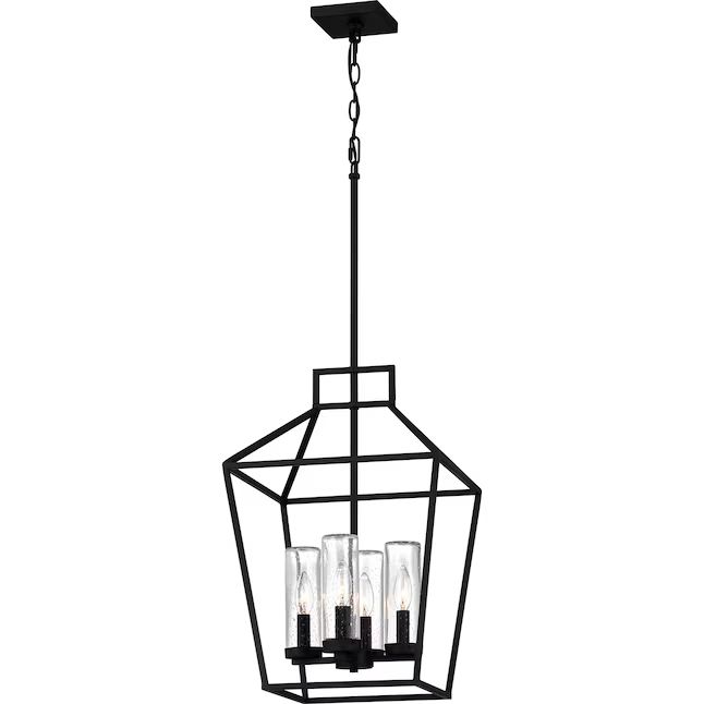 Quoizel Jett 4-Light Black Transitional Seeded Glass Lantern Outdoor Pendant Light | Lowe's