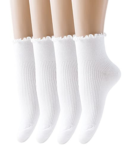 SEMOHOLLI Women Socks, Women Ankle Socks, Lovely double needle solid color Lace edge relent lady ... | Amazon (US)